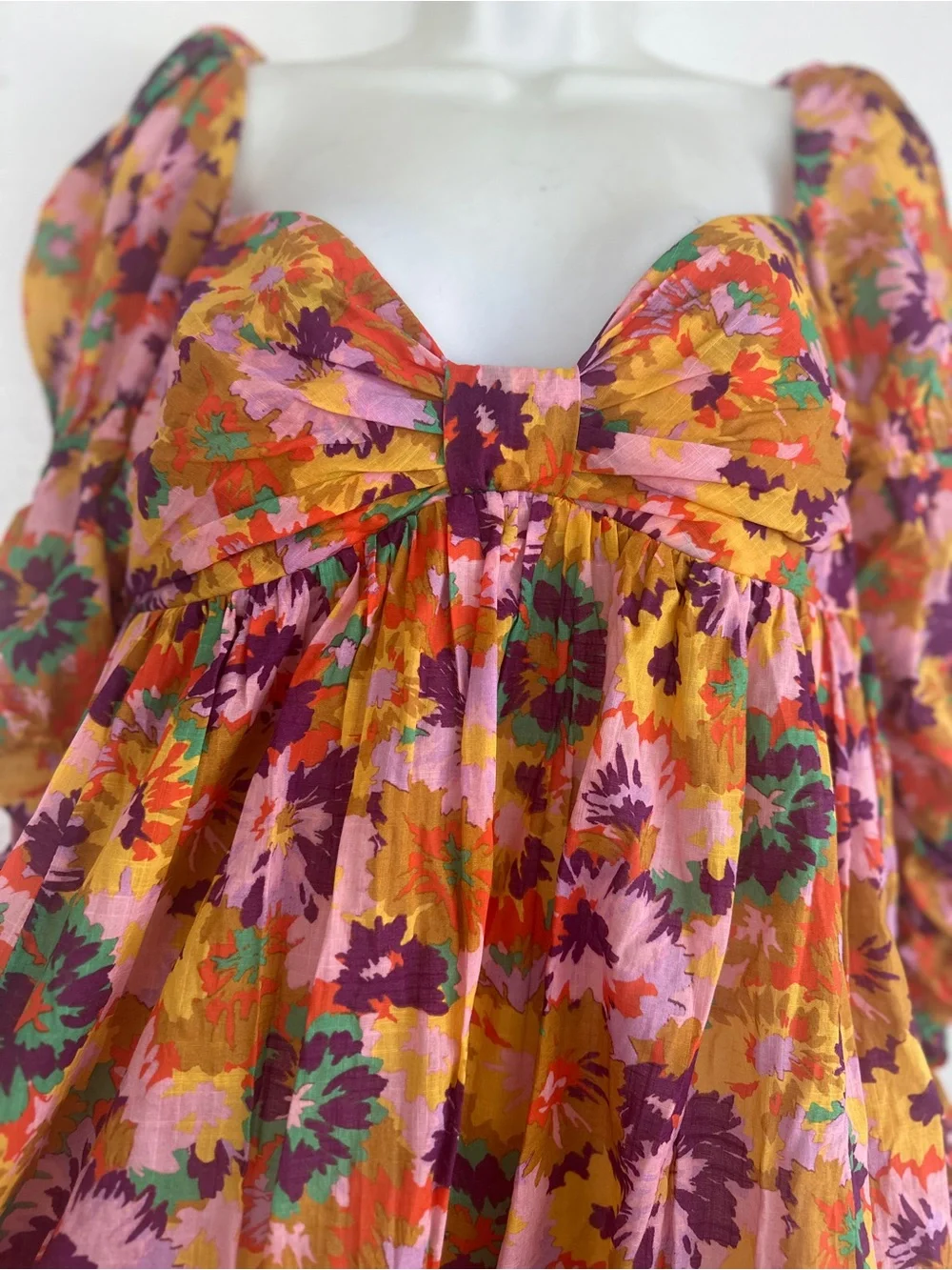 ZIMMERMANN Ruched floral print cotton voile mini